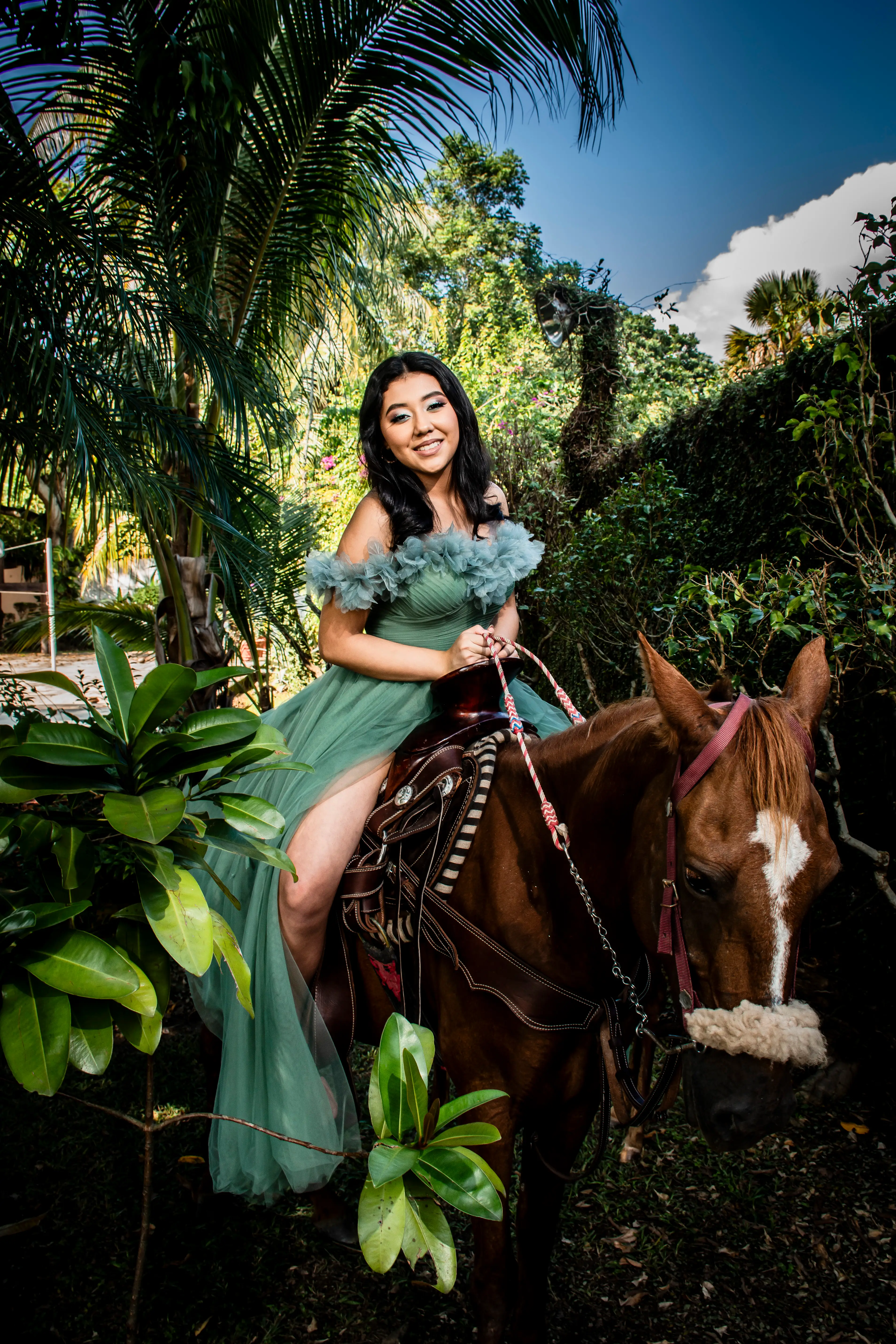 Quinceañera a caballo, sesión en exteriores